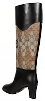 Shop GUCCI古馳 真皮 時尚套腳 高筒靴 女款 黑棕