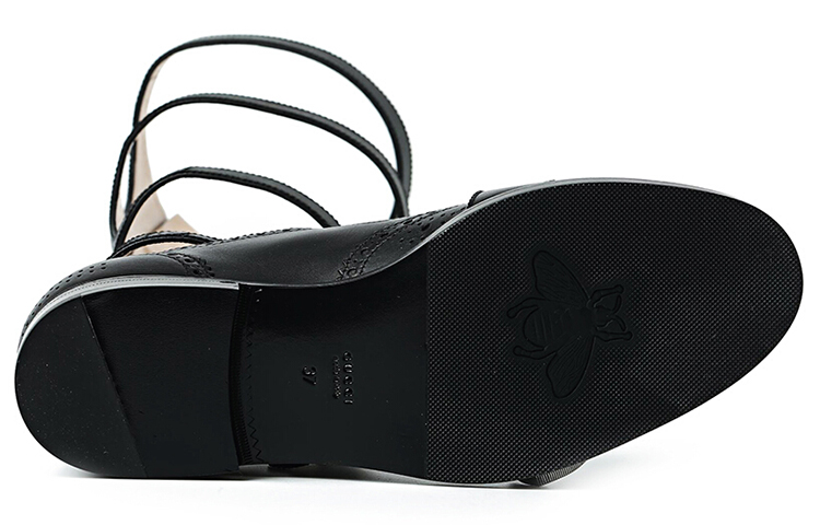 Purchase (Women) Gucci Leather High-Top with Double Tiger Buckle 'Black' 452899-A3N00-1000