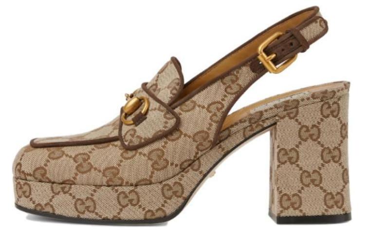 Buy (W) Gucci Sepatu Hak Tinggi Kulit 'Beige' 776916-G1730-9755