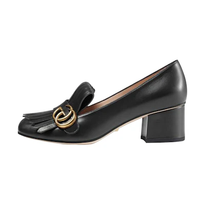 (W) Gucci Leather High Heel 'Double G Black'