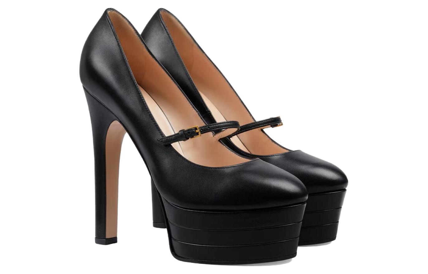 Order (W) Gucci Leder High Heel ''Mode Stiletto Schwarz'' 750490-C9D00-1000