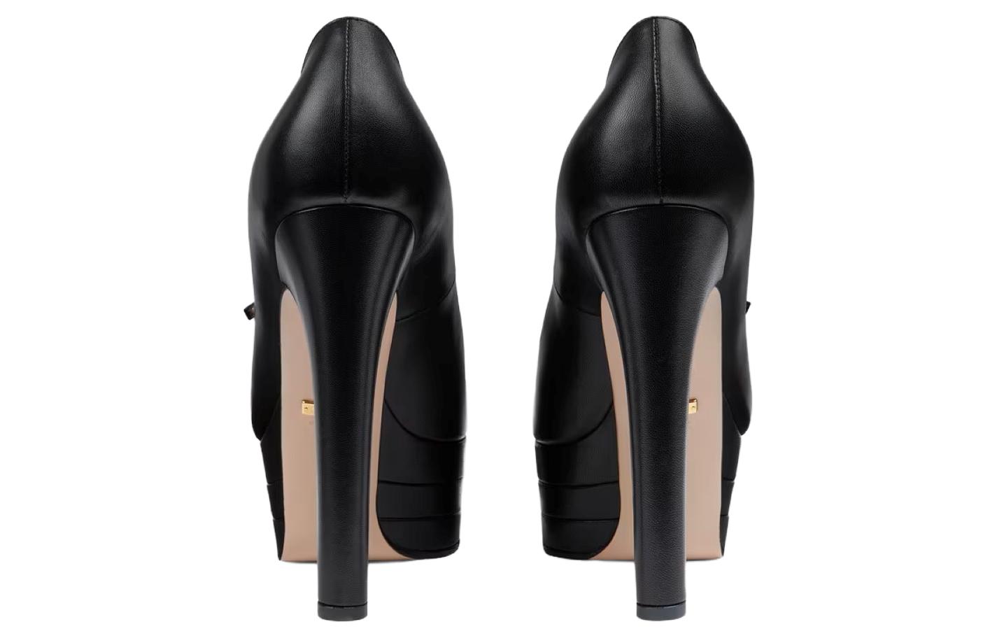 Shop (W) Gucci Leder High Heel ''Mode Stiletto Schwarz'' 750490-C9D00-1000