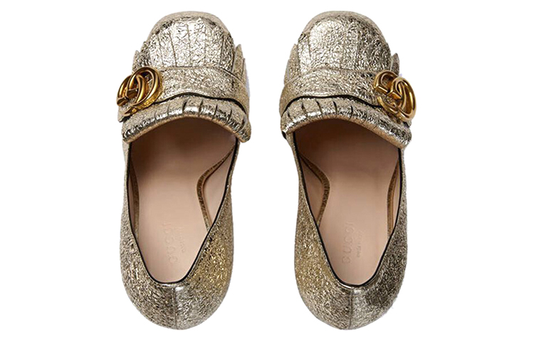 Lookbook (W) Gucci Tumit Tinggi Kulit 'Emas' 408206-DKT00-7100