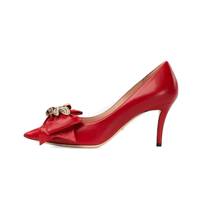 (W) Gucci Leather High Heel 'Red Bow'