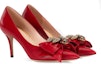 Order (W) Gucci Kasut Tumit Tinggi Kulit 'Red Bow' 496641-BKO00-6433