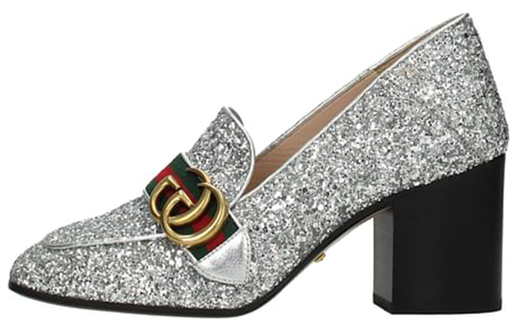 Buy (W) Gucci High Heel Kulit 'Silver Double G' Sepatu Wanita 476662-KSPB0-8172
