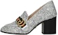 (W) Gucci Kulit Tumit Tinggi 'Silver Double G' 476662-KSPB0-8172