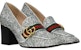(W) Gucci Kulit Tumit Tinggi 'Silver Double G' 476662-KSPB0-8172