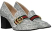 Order (W) Gucci Kulit Tumit Tinggi 'Silver Double G' 476662-KSPB0-8172