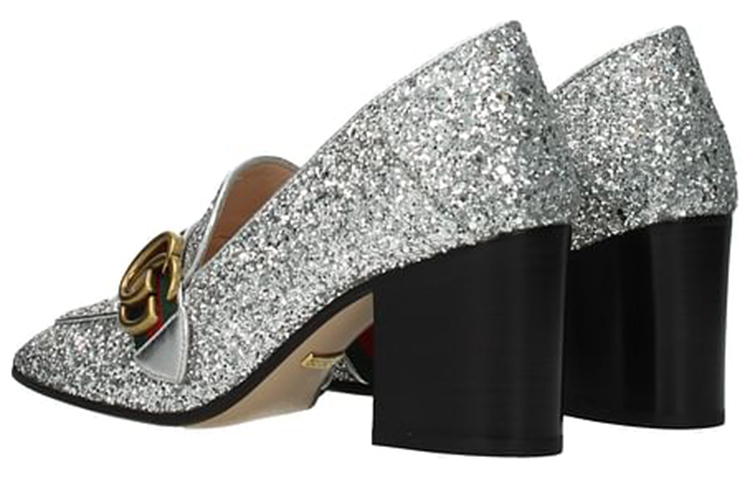 Lookbook (W) Gucci High Heel Kulit 'Silver Double G' Sepatu Wanita 476662-KSPB0-8172