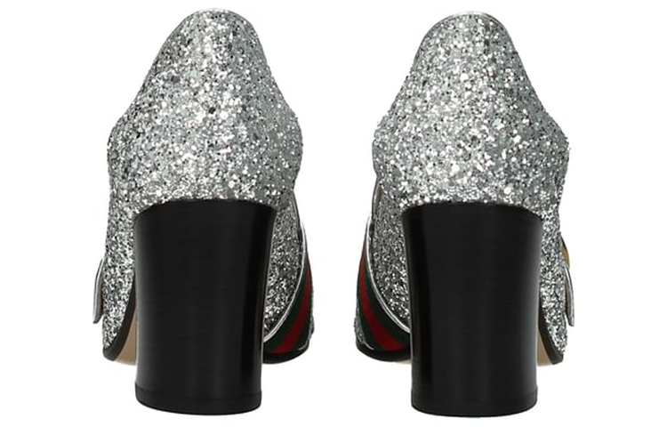 Purchase (W) Gucci High Heel Kulit 'Silver Double G' Sepatu Wanita 476662-KSPB0-8172