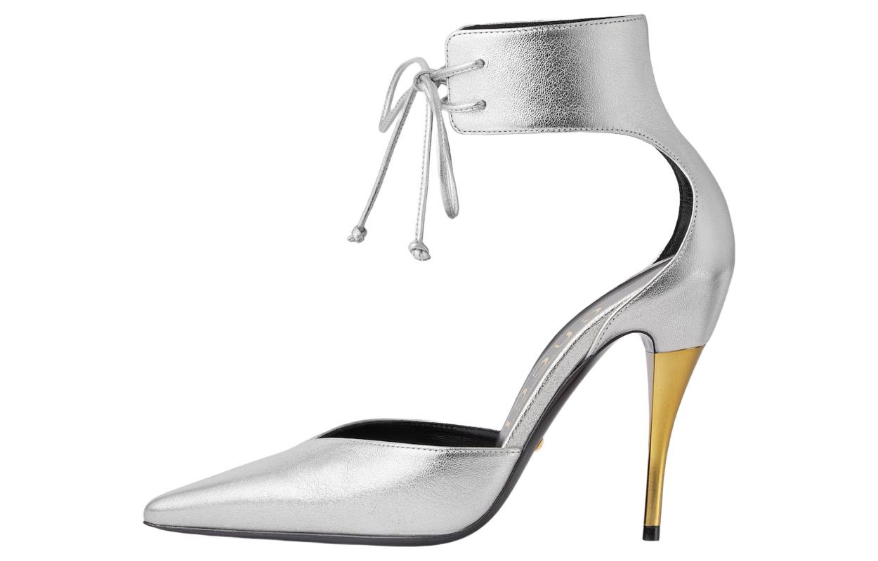 (Women) Gucci Leather High Heel 'Silver Fashion Strap' 717159-0MW00-8106
