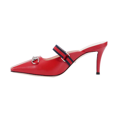 (W) Gucci Leather High Heel Pumps 'Red Horsebit'