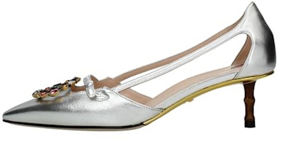 (Women) Gucci Leather High Heel Shoes 'Crystal Double G Silver' 519918-B8B00-8106 (Women) Gucci Leather High Heel Shoes 'Crystal Double G Silver' 519918-B8B00-8106