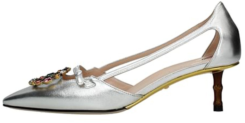 (Women) Gucci Leather High Heel Shoes 'Crystal Double G Silver' 519918-B8B00-8106 Buy (Women) Gucci Leather High Heel Shoes 'Crystal Double G Silver' 519918-B8B00-8106