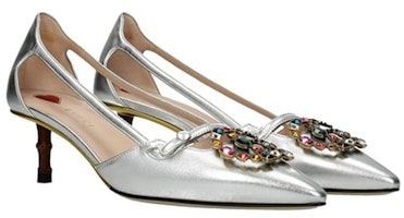 (W) Kasut Tumit Tinggi Gucci Kulit 'Crystal Double G Silver' 519918-B8B00-8106 Order (W) Kasut Tumit Tinggi Gucci Kulit 'Crystal Double G Silver' 519918-B8B00-8106