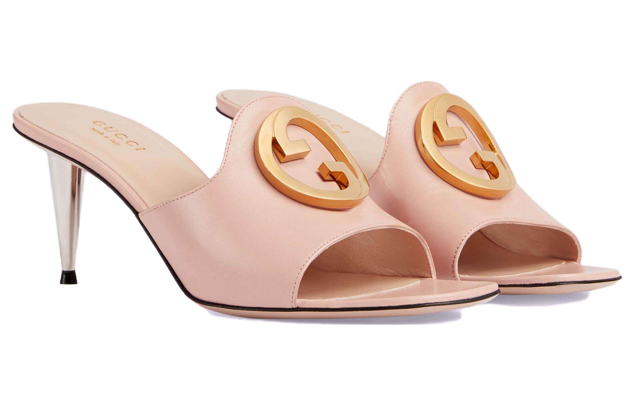 Order (W) Gucci Slip On Hak Tinggi Kulit 'Pink Fashion' 723391-C9D00-5909