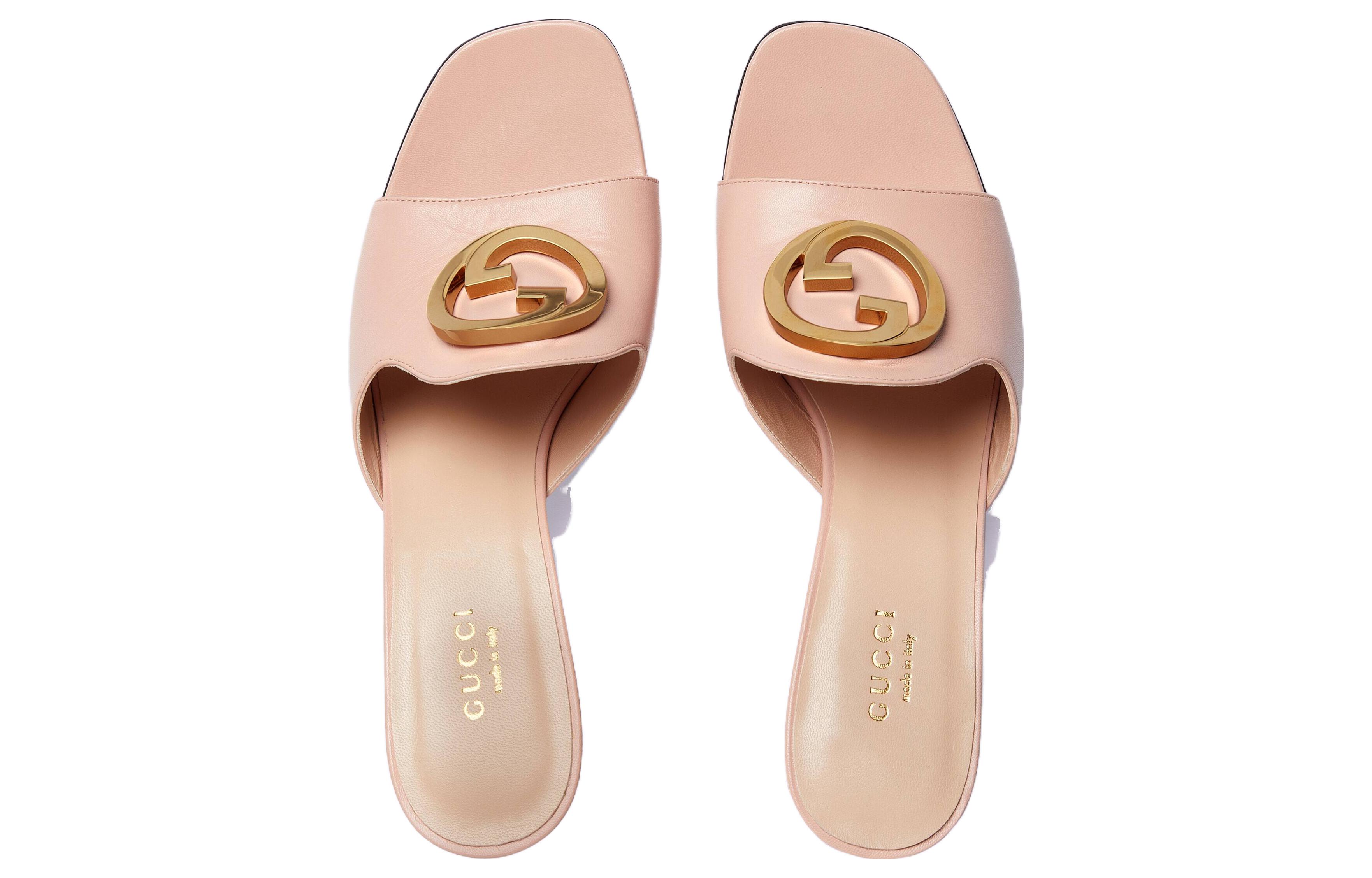Lookbook (W) Gucci Slip On Hak Tinggi Kulit 'Pink Fashion' 723391-C9D00-5909