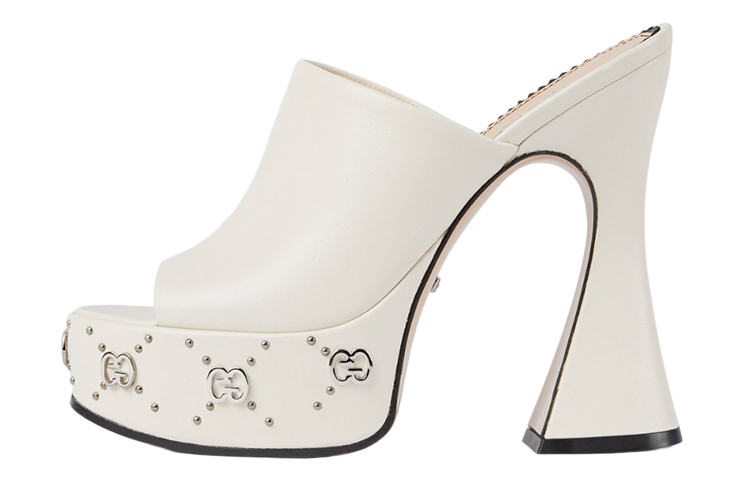 (Women) Gucci Leather High Heel Slide 'White Fashion' 740426-C9D00-9022