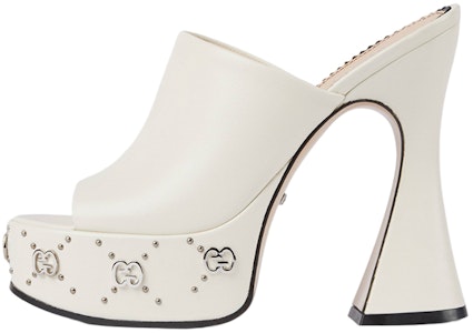 GUCCI古馳 皮革 一字高跟 時尚涼拖 11.5cm 女款 白色 Buy GUCCI古馳 皮革 一字高跟 時尚涼拖 11.5cm 女款 白色