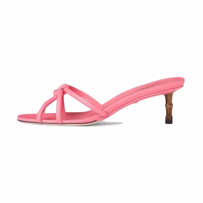 (W) Gucci Leather High-Heel Slide Sandals 'Pink'