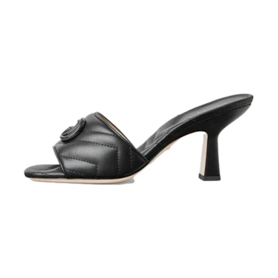 (W) Gucci Leather High-Heel Slip-on Sandal 'Black'