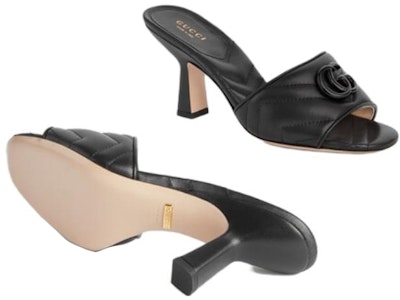 (W) 古驰黑色高跟皮革一字拖鞋 739133-BKO00-1000 Purchase (W) 古驰黑色高跟皮革一字拖鞋 739133-BKO00-1000