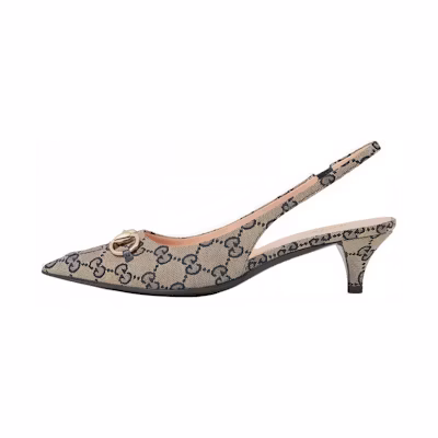 (W) Gucci Leather High Heels 'Biān Buckle Embossed Milky Blue'