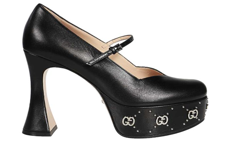 Order (W) Gucci Sepatu Hak Tinggi Kulit 'Hitam Nyaman Fashion' 740602-C9D00-1000