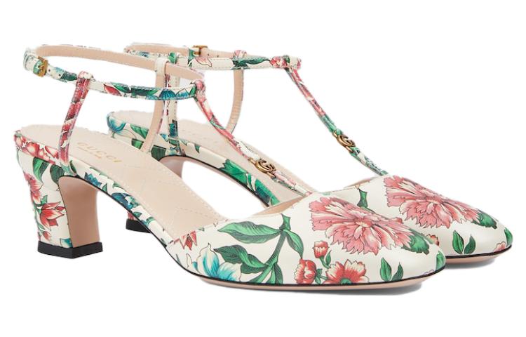 Lookbook (W) Gucci Kasut Tumit Tinggi Kulit 'Floral' 746393-AAB0B-8464