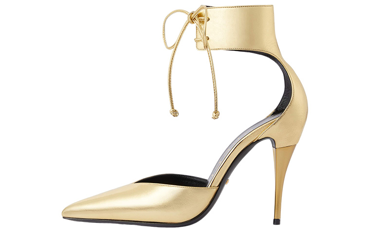 (Women) Gucci Leather High Heels 'Gold Fashion Lace' 717159-U8V00-8009