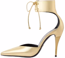 (Women) Gucci Leather High Heels 'Gold Fashion Lace' 717159-U8V00-8009 (Women) Gucci Leather High Heels 'Gold Fashion Lace' 717159-U8V00-8009
