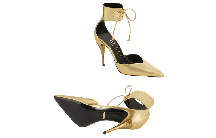 Purchase (Women) Gucci Leather High Heels 'Gold Fashion Lace' 717159-U8V00-8009