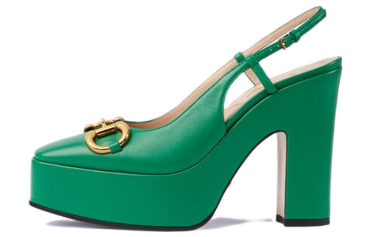 (Women) Gucci Leather High Heels 'Green Buckle Fashion' 723837-BKO00-3727