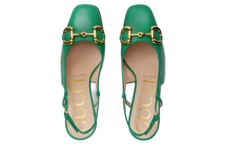 Lookbook (Women) Gucci Leather High Heels 'Green Buckle Fashion' 723837-BKO00-3727