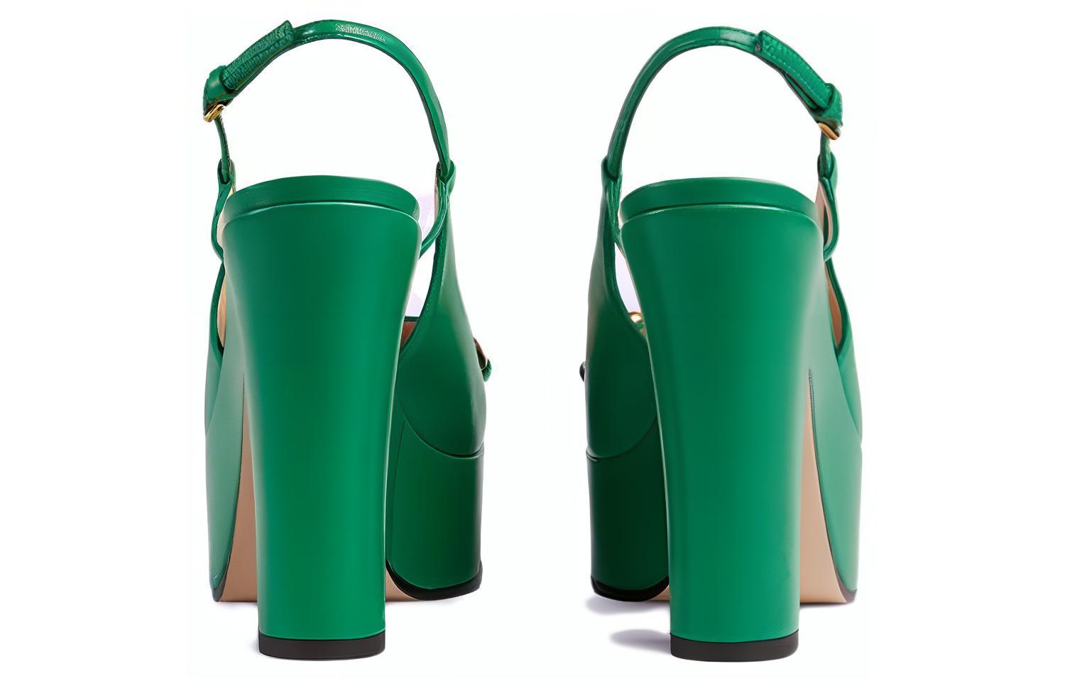 Shop (Women) Gucci Leather High Heels 'Green Buckle Fashion' 723837-BKO00-3727