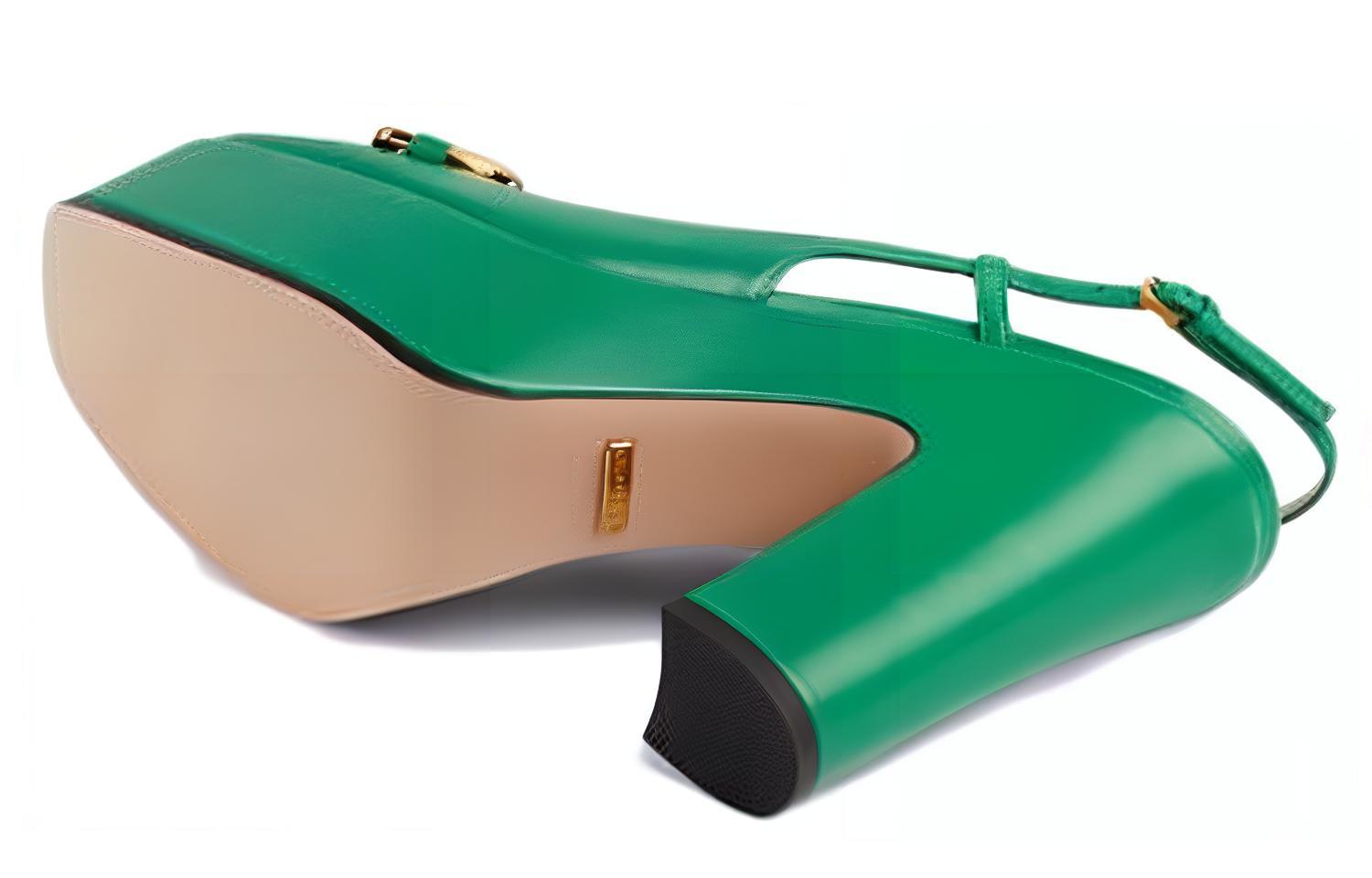 Purchase (Women) Gucci Leather High Heels 'Green Buckle Fashion' 723837-BKO00-3727
