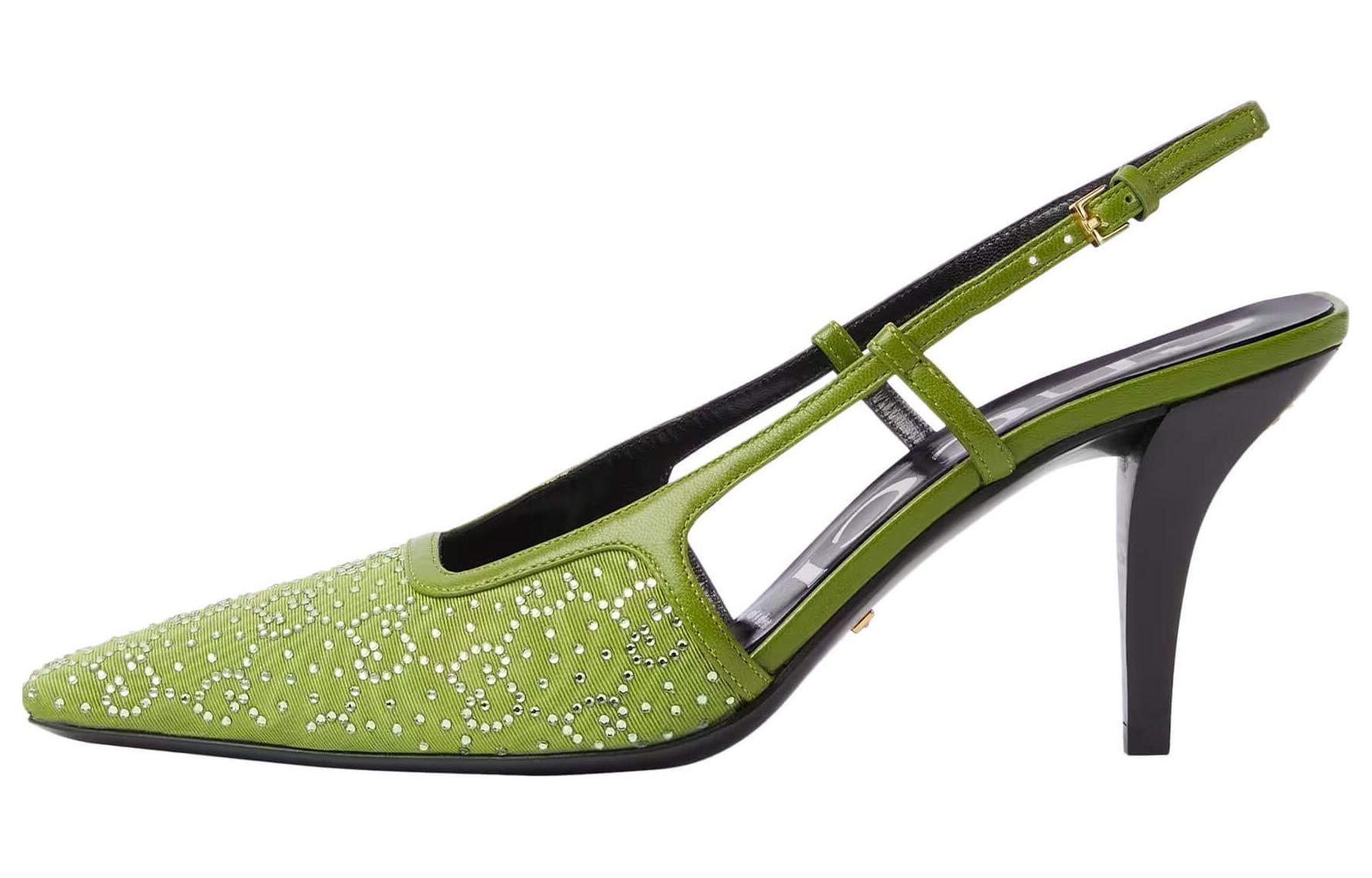 Buy (W) Gucci Leren Hoge Hak ''Licht Gesp Band Groen'' 7.5cm 727184-9W840-3506