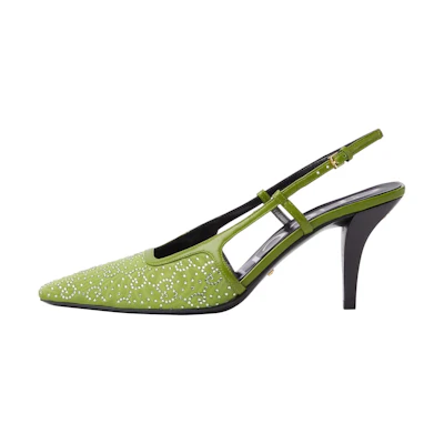 (W) Gucci Leather High Heels 'Light Buckle Strap Green' 7.5cm