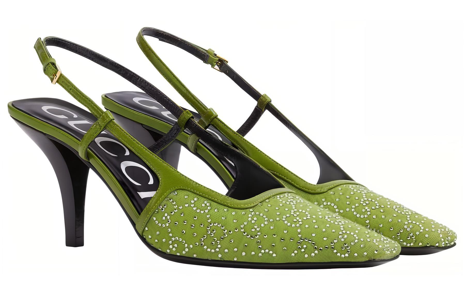 Shop (W) Gucci Leren Hoge Hak ''Licht Gesp Band Groen'' 7.5cm 727184-9W840-3506