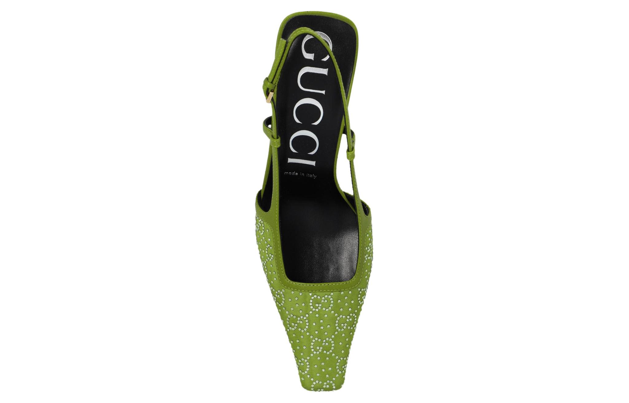 Purchase (W) Gucci Leren Hoge Hak ''Licht Gesp Band Groen'' 7.5cm 727184-9W840-3506