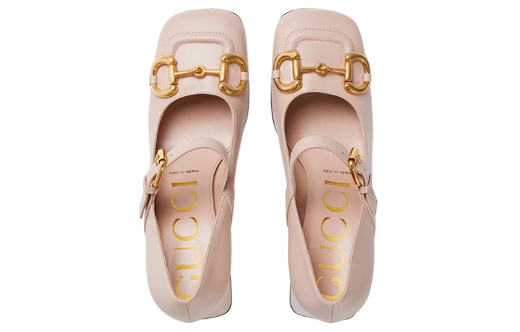 Shop (Women) Gucci Leather High Heels 'Pale Pink Horsebit' 694855-C9D00-6705