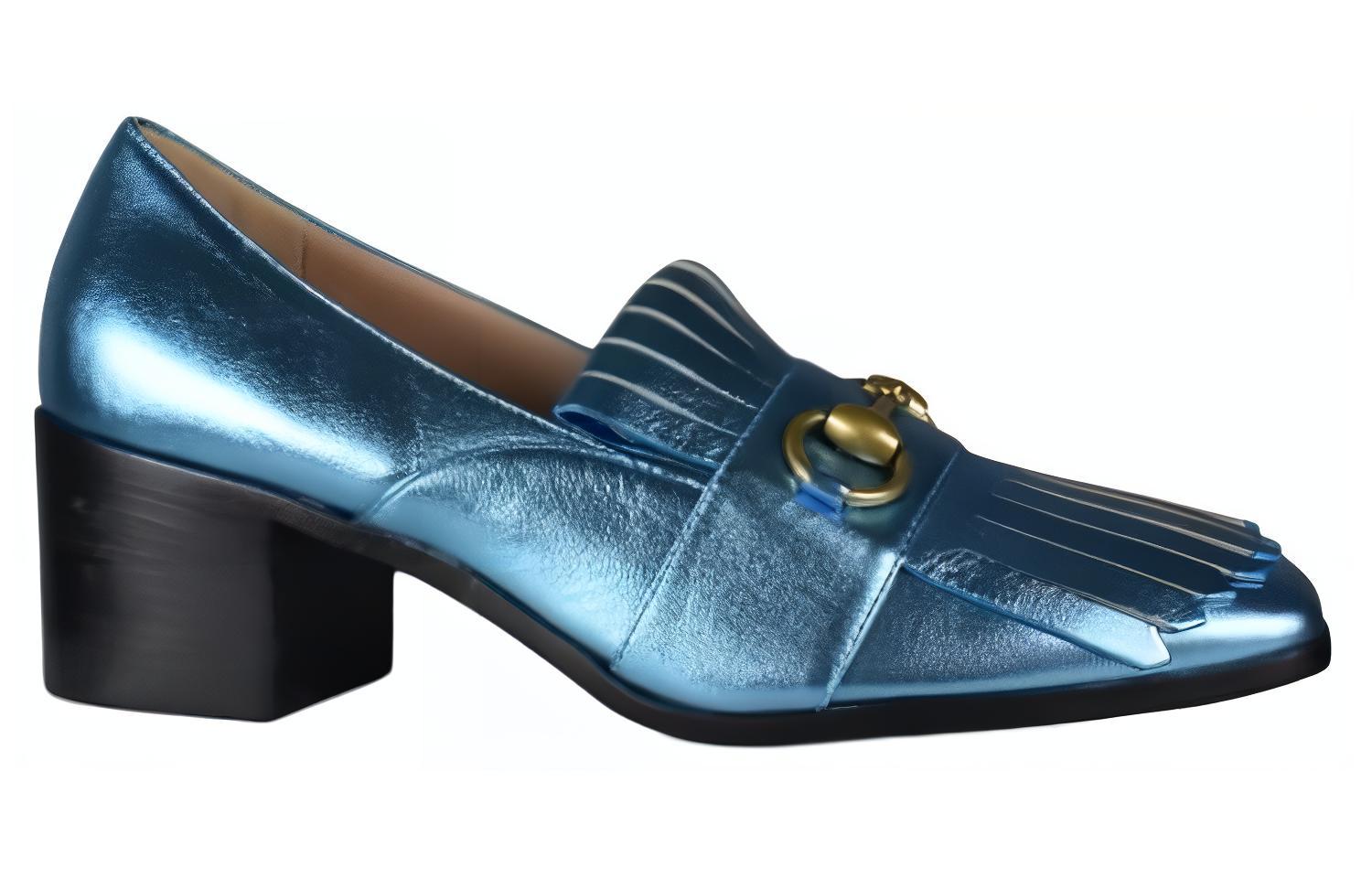 Lookbook GUCCI古馳 皮革 百搭舒適 粗跟 高筒鞋 6cm 女款 天藍色