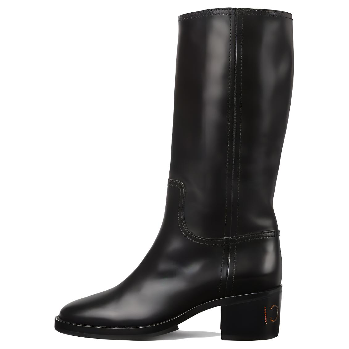 Buy (W) Gucci Leren High Top Laarzen ''Comfort Chunky Hak - Zwart'' 758290-AACGW-1000