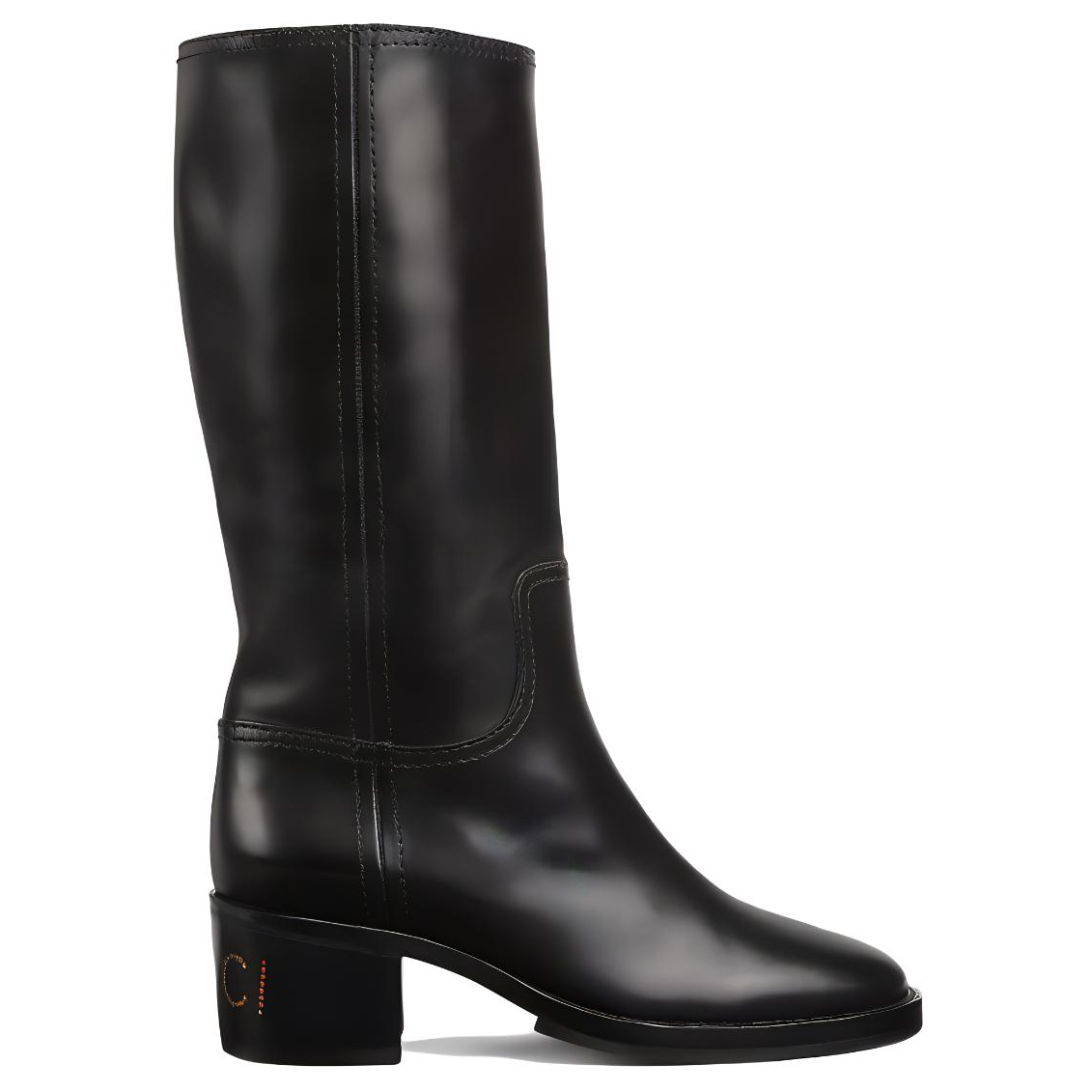Order (W) Gucci Leren High Top Laarzen ''Comfort Chunky Hak - Zwart'' 758290-AACGW-1000