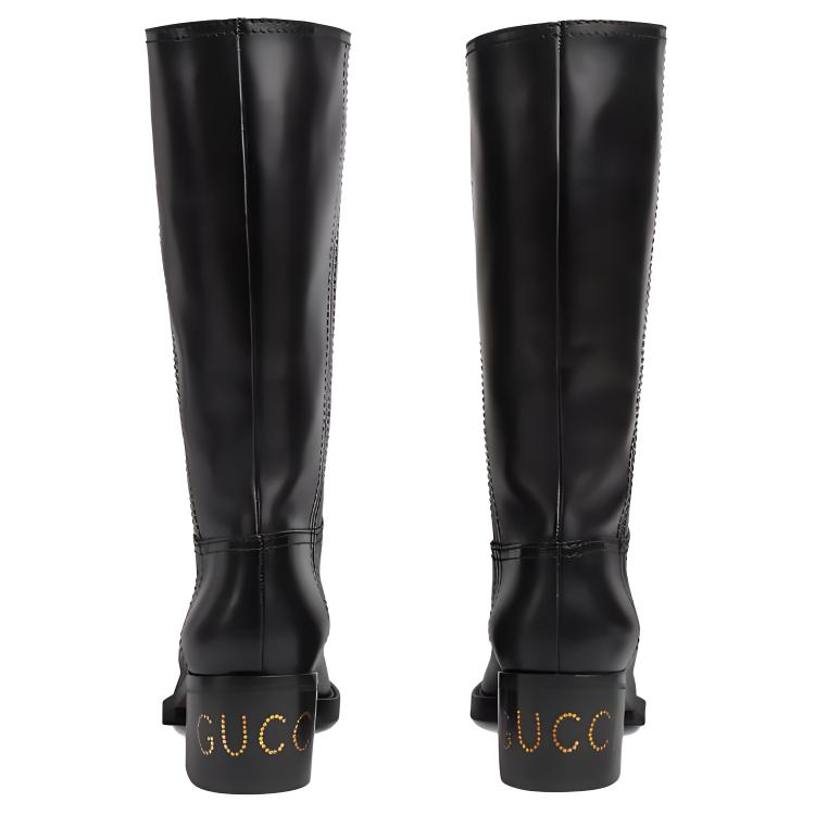 Purchase (W) Gucci Leren High Top Laarzen ''Comfort Chunky Hak - Zwart'' 758290-AACGW-1000