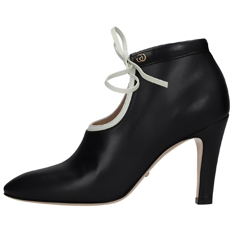 (Women) Gucci Leather Lace-Up Mid-Heel Boot 'Black' 626736-DMBT0-1081