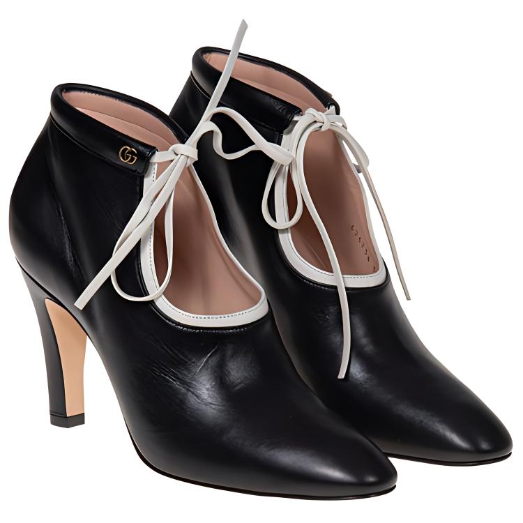 Lookbook (Women) Gucci Leather Lace-Up Mid-Heel Boot 'Black' 626736-DMBT0-1081