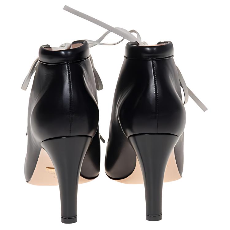 Purchase (Women) Gucci Leather Lace-Up Mid-Heel Boot 'Black' 626736-DMBT0-1081