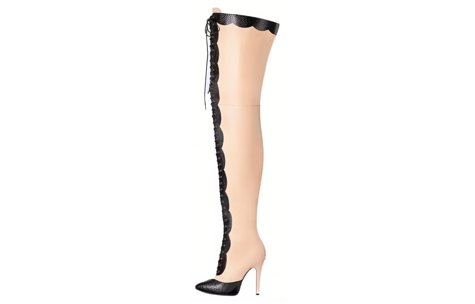 (Women) Gucci Leather Lace-Up Over-The-Knee Boots 'Beige-Black' 726079-AABEV-1097